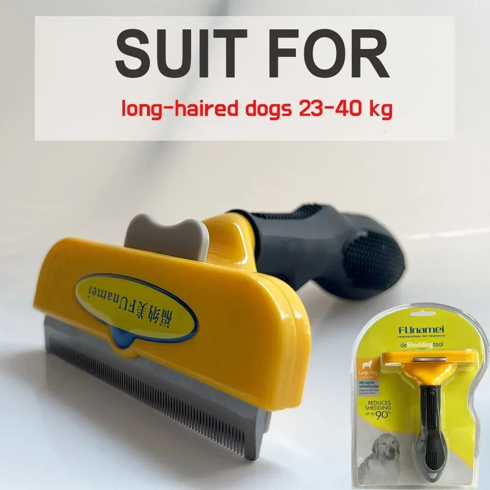 Brosse ergonomique jaune et noire pour chiens et chats