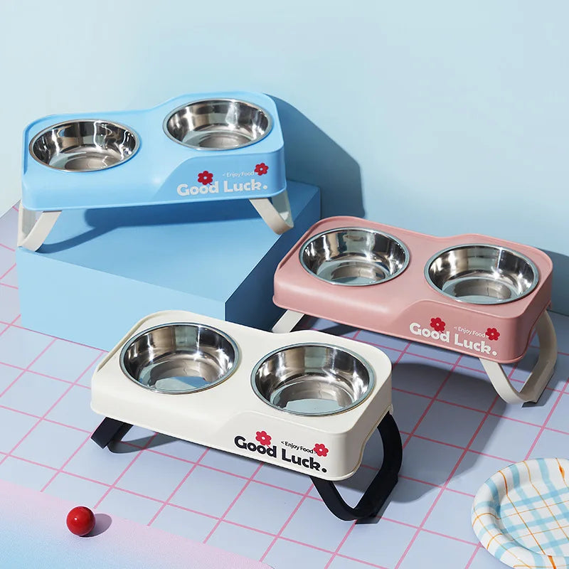 Gamelle double inox surélevée pour chien