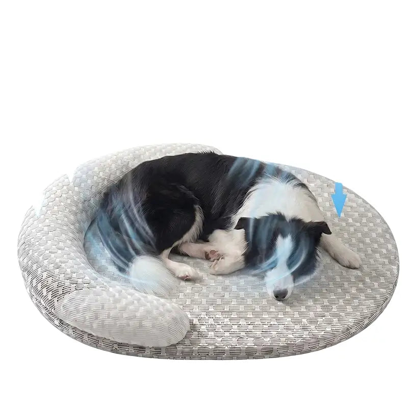 Lit Ovale Gris et Blanc: Confort pour Chiens et Chats