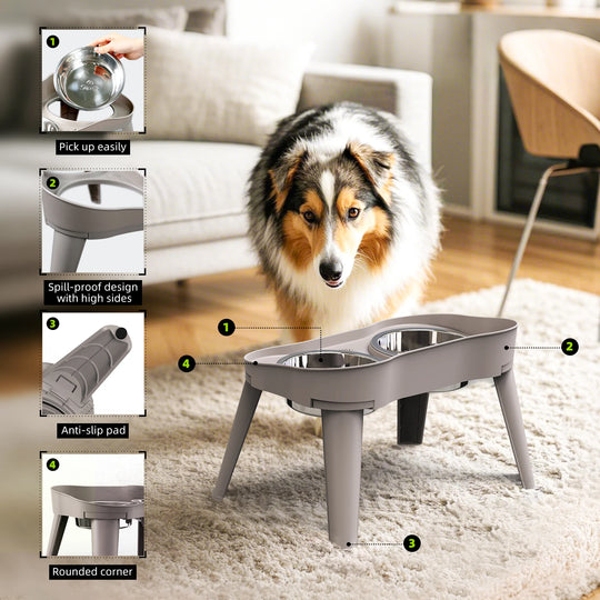 Gamelle Surélevée Chien Réglable, Mangeoire Anti-Dérapante Imperméable Pour Chien Et Chat – gamelle surélevée chien pour repas confortables