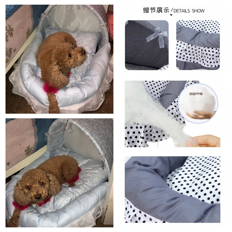 Lit Pour Petit Chien À Coussin Lavable En Coton, Tailles S/M/L, Motif Floral – panier confortable au design rose fleuri