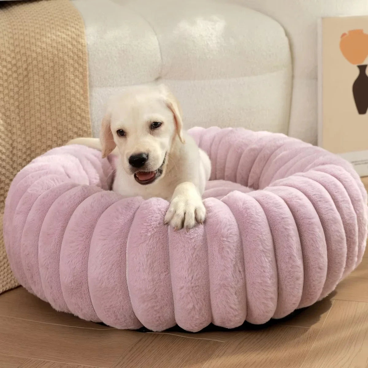 Panier Rond Pour Chien Douillet En Peluche, Lit Hivernal Lavable, 40-90 Cm Pour Chien Moyen – panier rond pour chien chaud pour l’hiver