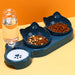 Pet Bowls With Water Feeder, 3 In 1 Ear Design Tilted Cat Water And Food Bowl Set With Gravity Water Bottle For Neck Protection – gamelle chat distributeur eau, vue du produit
