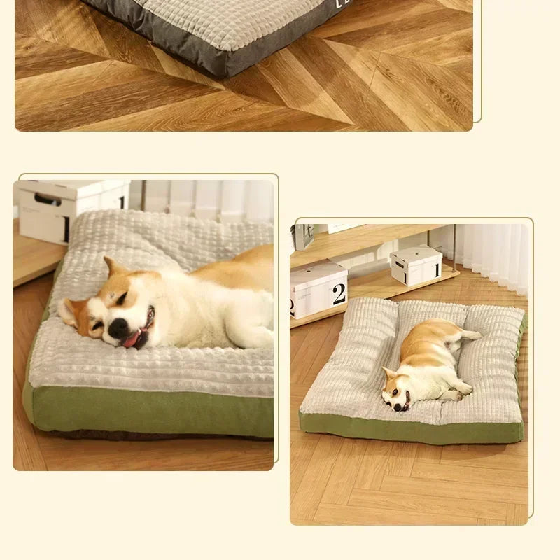 Lit Pour Chien Douillet En Coton Rayé, Tapis Lavable Pour Chien Et Chat, Coussin Confortable – lit pour chien à motif rayé