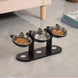Bol pour Chats Élevé en Bois Noir - Bols en Acier Inoxydable pour un Confort Optimal, gamelle chat surélevée facile à nettoyer