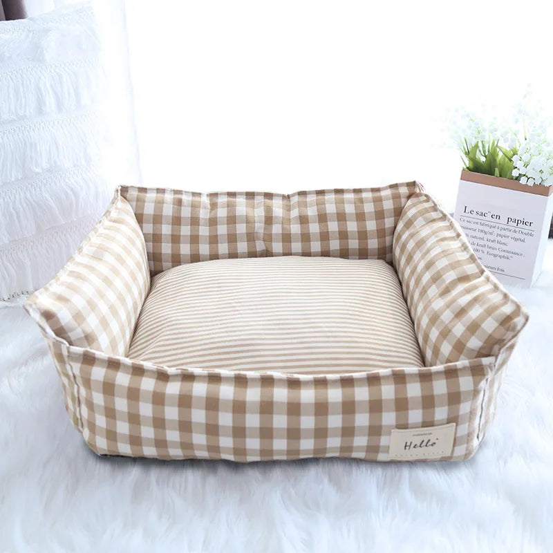 Panier Pour Petit Chien En Coton Respirant, Lit Douillet Rayé Pour Chien Et Chat Jusqu'à 10 Kg, couchage en coton facile à installer pour panier pour petit chien