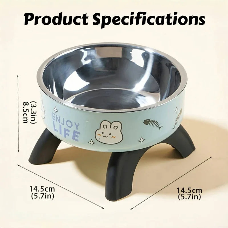 Bol pour animaux en acier inoxydable – Design Élevé Anti-Renversement avec Base en Silicone Antidérapante, gamelle inox chien pratique et stable