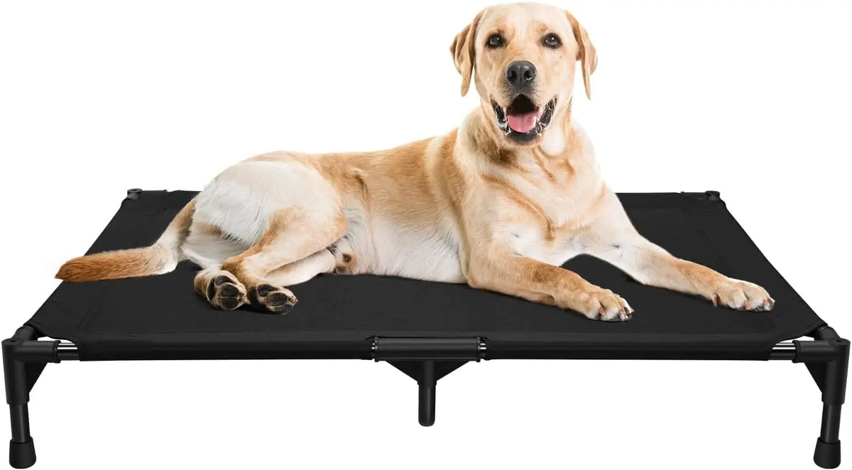 Lit Chien Surélevé Pour Chien Et Chat, Cadre Métal, Coton 100 %, Couchage Rafraîchissant – structure métallique stable et surélevée