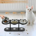 Bol pour Chats Élevé en Bois Noir - Bols en Acier Inoxydable pour un Confort Optimal, gamelle chat surélevée en bois noir