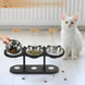 Bol pour Chats Élevé en Bois Noir - Bols en Acier Inoxydable pour un Confort Optimal, gamelle chat surélevée en bois noir