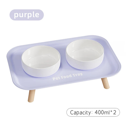 Bol double coloré pour animaux, gamelle double pour chien élégante pour la maison