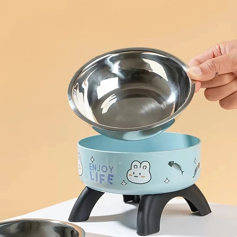 Bol pour animaux en acier inoxydable – Design Élevé Anti-Renversement avec Base en Silicone Antidérapante, gamelle inox chien facile à nettoyer