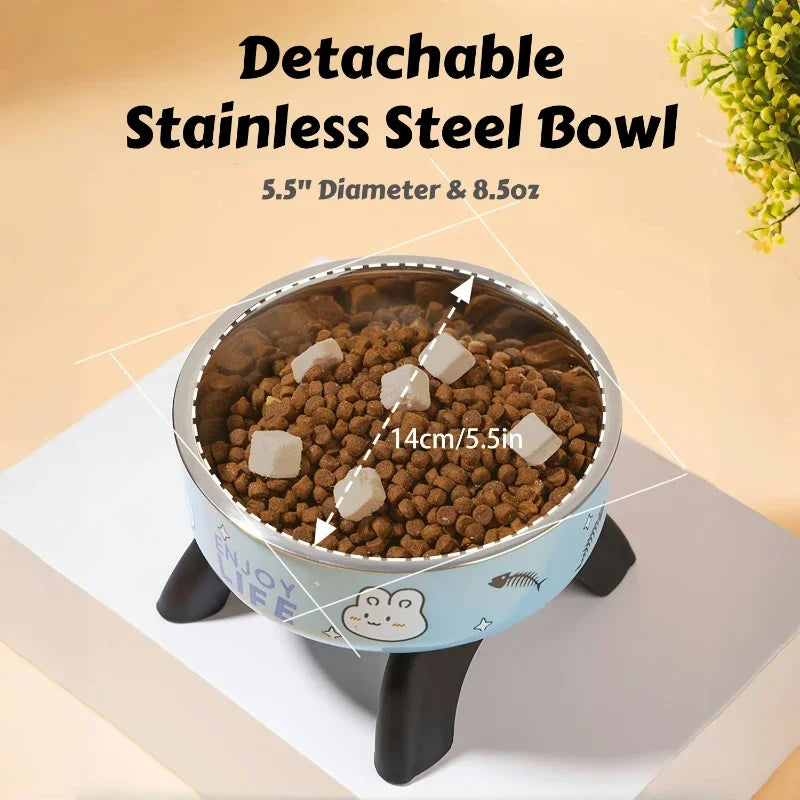 Bol pour animaux en acier inoxydable – Design Élevé Anti-Renversement avec Base en Silicone Antidérapante, gamelle inox chien pour chat et petit chien