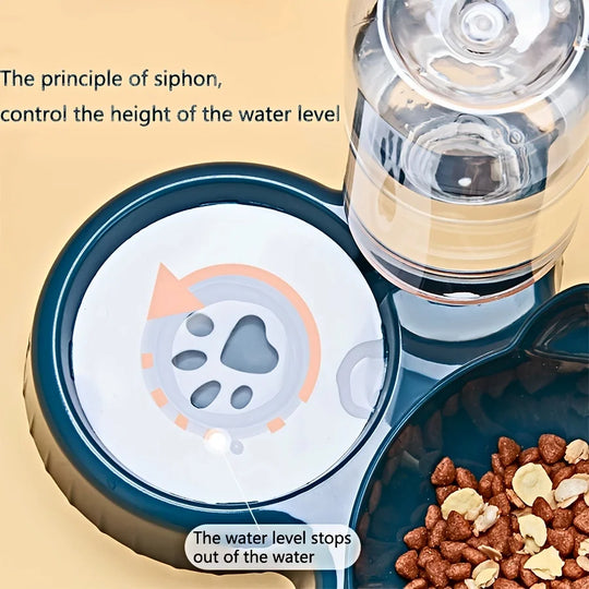 Pet Bowls With Water Feeder, 3 In 1 Ear Design Tilted Cat Water And Food Bowl Set With Gravity Water Bottle For Neck Protection – gamelle chat distributeur eau et nourriture pour chat