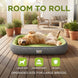 Lit Pour Chien Toutes Saisons, Coussin Moelleux Lavable À Bords Surélevés, lit pour chien vert et gris pour petits animaux