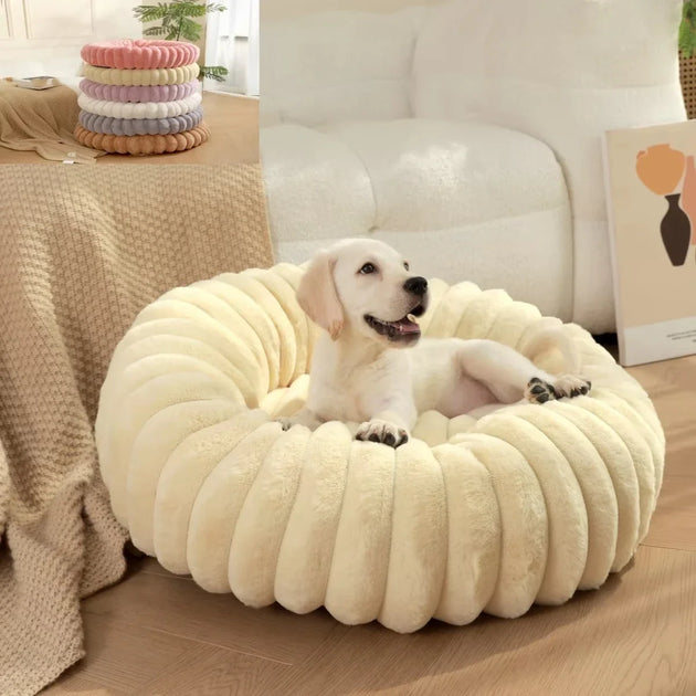 Panier Rond Pour Chien Douillet En Peluche, Lit Hivernal Lavable, 40-90 Cm Pour Chien Moyen – panier rond pour chien avec rebords enveloppants