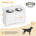 Bols surélevés pour chiens avec rangement à porte coulissante, gamelles surélevées pour chien au design minimaliste en bois certifié FSC