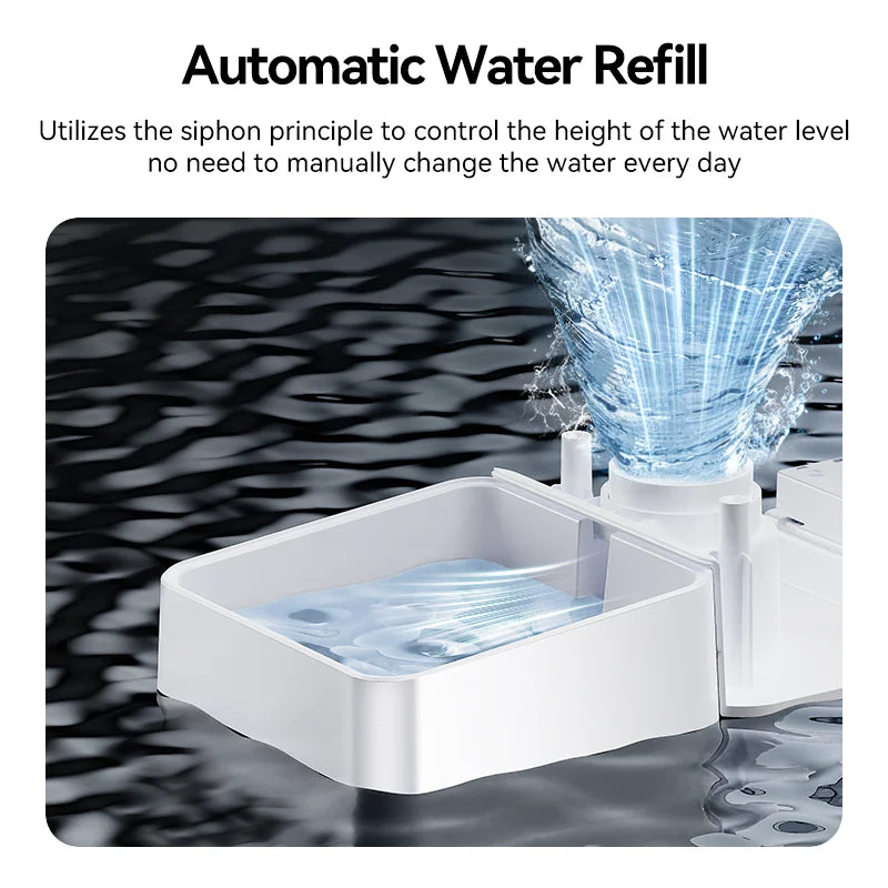 Fontaine automatique pour animaux ROJECO - Distributeur de nourriture et d'eau 2-en-1, fontaine eau chat fonctionnant sur batterie ou secteur