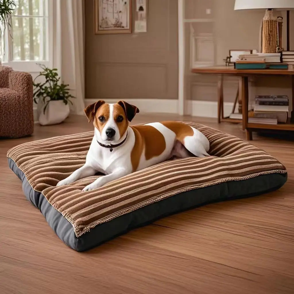 Panier Chien Lavable En Corduroy Douillet, Coussin Épais Pour Petit À Grand Chien, panier chien lavable kaki en corduroy