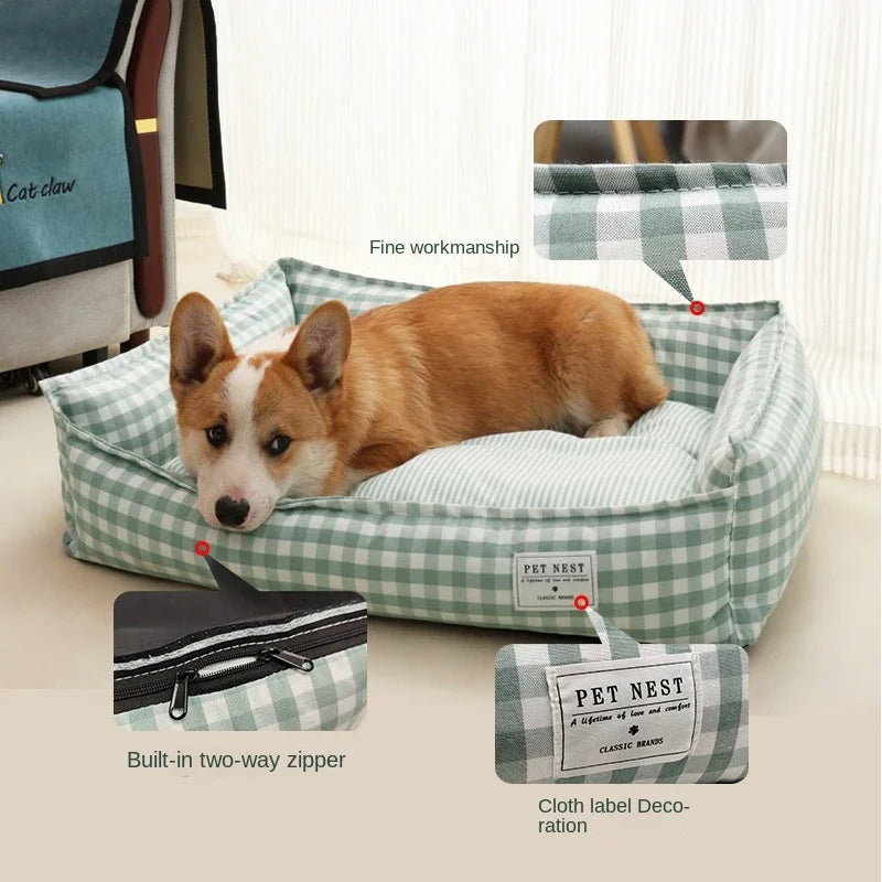 Lit Pour Petit Chien Respirant Rayé, Canapé Douillet Pour Chien Ou Chat, 58x48cm, Lavable – couchage rayé pour animal de compagnie