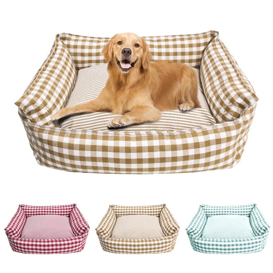 Panier Pour Petit Chien En Coton Respirant, Lit Douillet Rayé Pour Chien Et Chat Jusqu'à 10 Kg, vue principale du panier pour petit chien