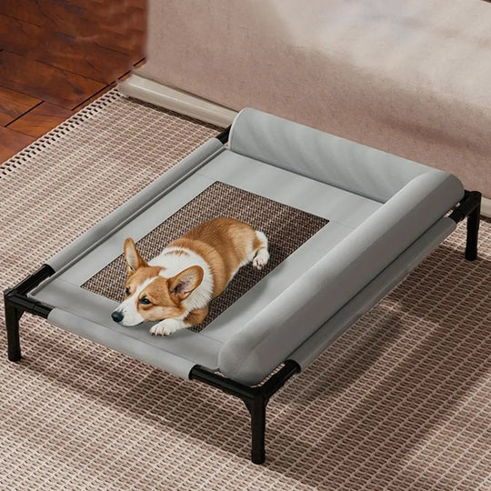 Lit Chien Respirant Surélevé En Maille Avec Coussin Amovible, Lavable Pour Chien Et Chat, vue principale du lit chien respirant
