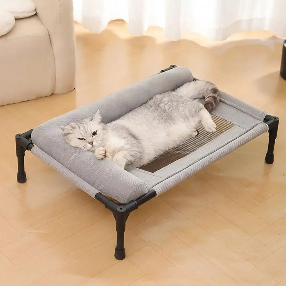 Lit Chien Respirant Surélevé En Maille Avec Coussin Amovible, Lavable Pour Chien Et Chat, structure ventilée pour intérieur et extérieur