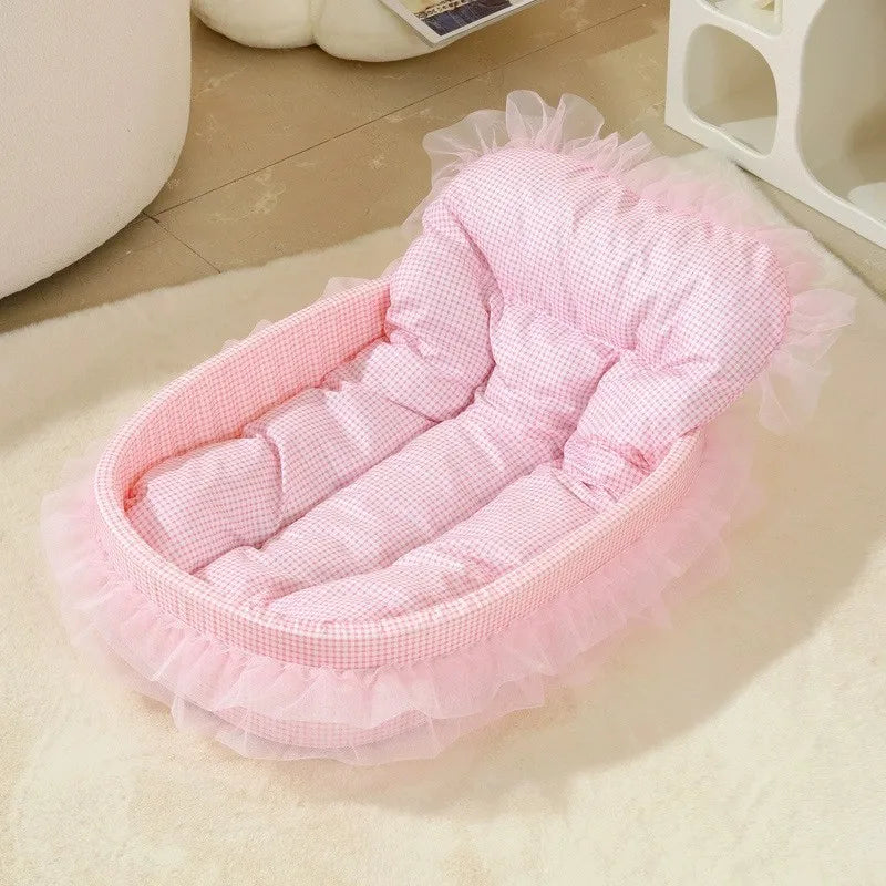 Lit Pour Chat Douillet À Housse Amovible, Coussin Rond Respirant Pour Chat Et Petit Chien – couchage léger pour toutes les saisons
