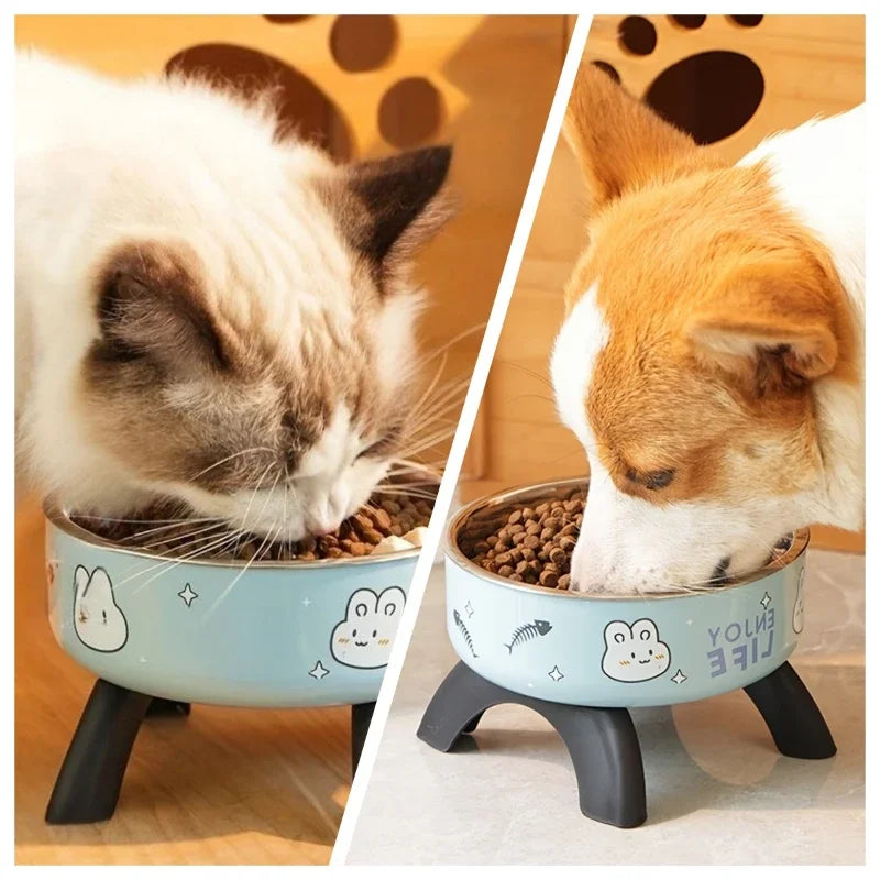 Bol pour animaux en acier inoxydable – Design Élevé Anti-Renversement avec Base en Silicone Antidérapante, gamelle inox chien au design élégant