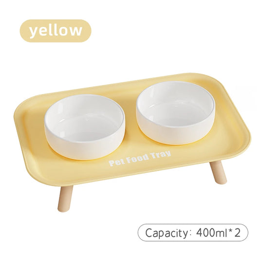 Bol double coloré pour animaux, gamelle double pour chien crème pour petit ou grand compagnon