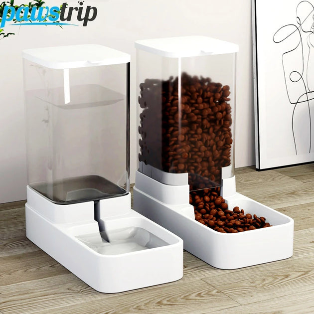 Distributeur Automatique d'Aliments et d'Eau pour Chiens et Chats, distributeur croquettes chien chat avec compartiments séparés