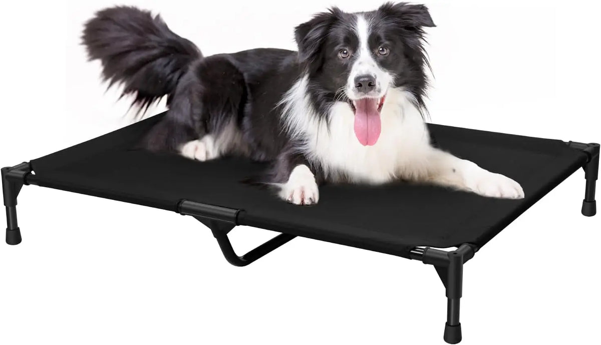 Lit Chien Surélevé Pour Chien Et Chat, Cadre Métal, Coton 100 %, Couchage Rafraîchissant – couchage lavable en machine pour animaux