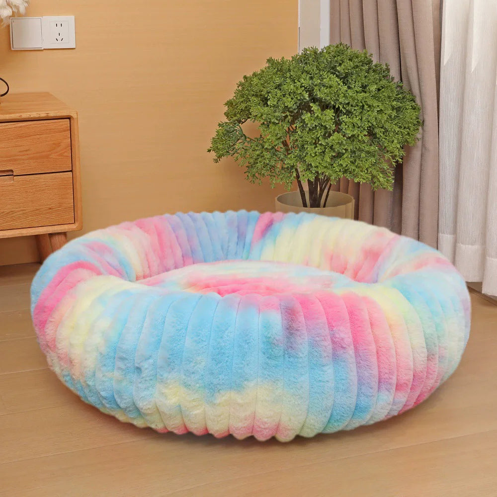 40-80cm Fluffy Pets Dogs Beds Large Round Dog Bed Super Warm Soft Cat House Plush Cat Nest Winter Big Bed, panier chien moelleux style nid douillet