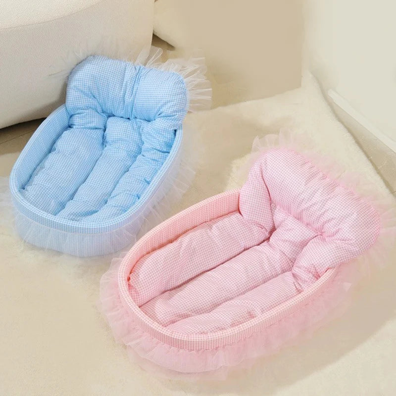Lit Pour Chat Douillet À Housse Amovible, Coussin Rond Respirant Pour Chat Et Petit Chien – panier douillet bleu, rose ou violet