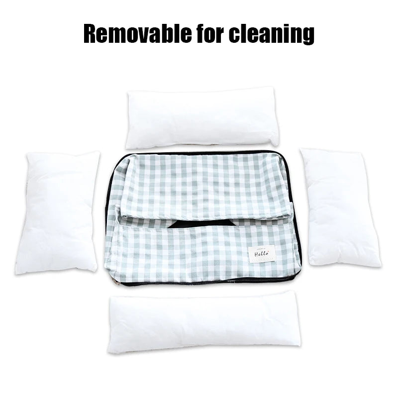 Panier Pour Petit Chien En Coton Respirant, Lit Douillet Rayé Pour Chien Et Chat Jusqu'à 10 Kg, modèle rouge de panier pour petit chien