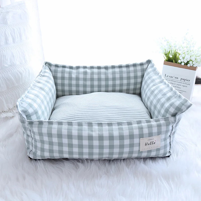 Panier Pour Petit Chien En Coton Respirant, Lit Douillet Rayé Pour Chien Et Chat Jusqu'à 10 Kg, petit canapé douillet pour chien et chat