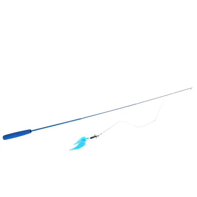 Bâtonnet télescopique pour chat avec plumes - Bleu - Jouet pour chats