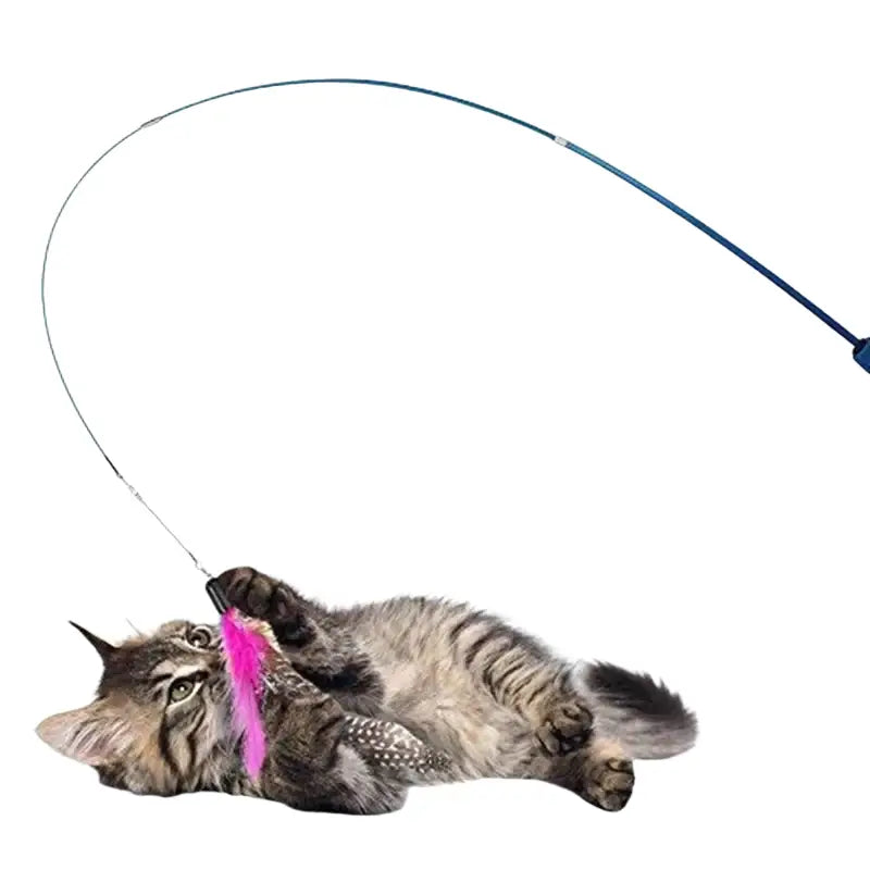 Bâtonnet télescopique pour chat avec plumes - Jouet pour chats
