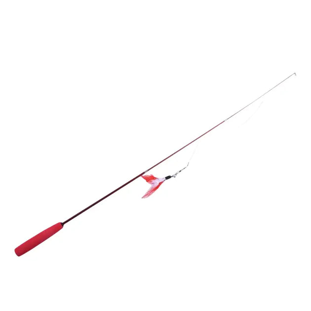 Bâtonnet télescopique pour chat avec plumes - Rouge - Jouet pour chats
