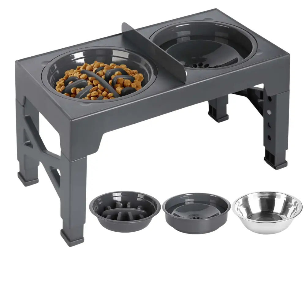 Bol de nourriture en acier inoxydable avec séparation humide pour chien - B (FE) / 43 * 23 * 7.5cm / France - Mangeoire