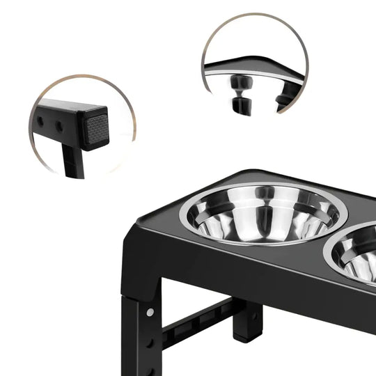 Bol pour chien réglable en acier inoxydable - Noir / Allemagne - Bol surélevé réglable pour chien