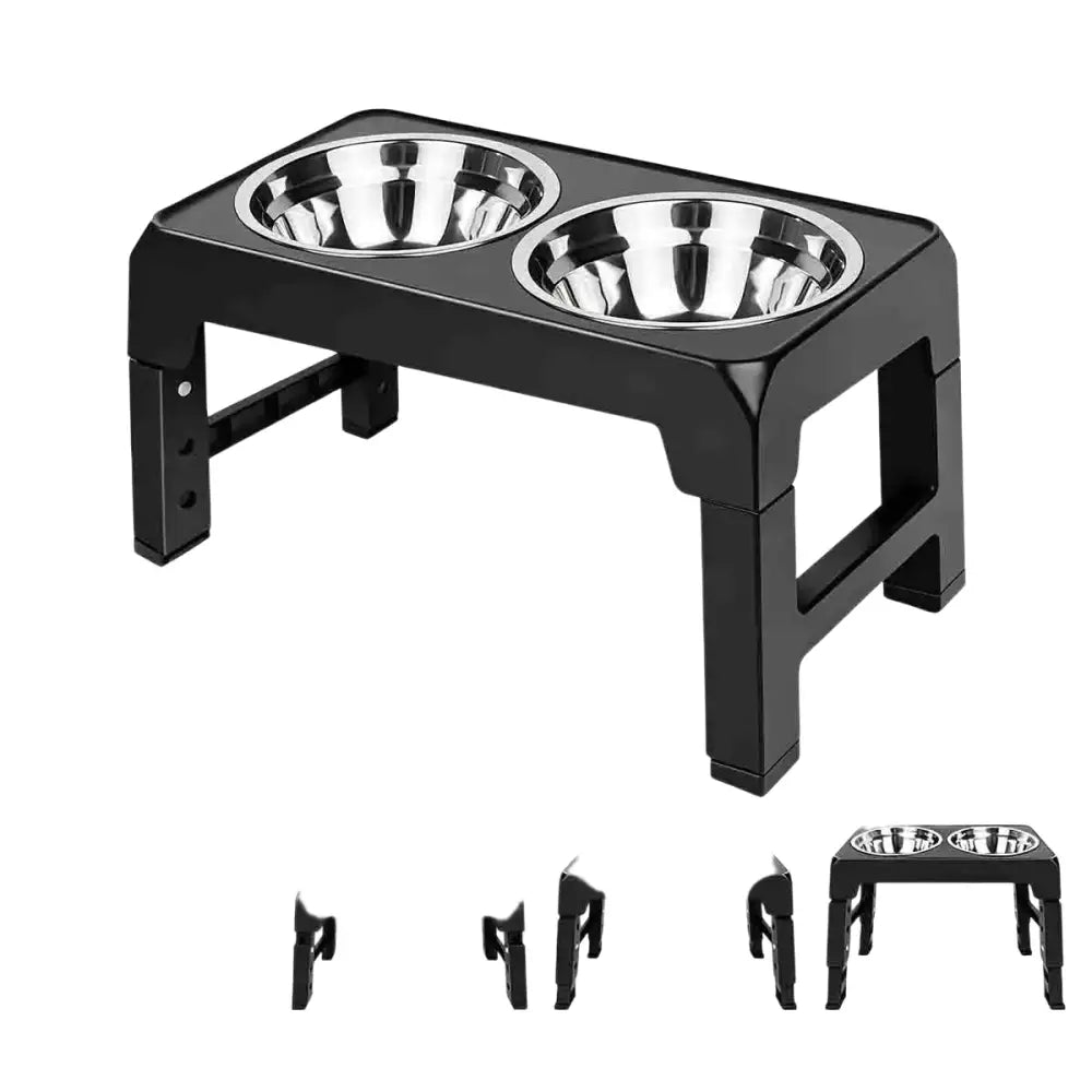 Bol pour chien réglable en acier inoxydable - Noir / Allemagne - Bol surélevé réglable pour chien
