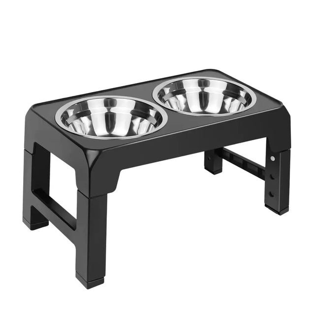 Bol pour chien réglable en acier inoxydable - Noir / Allemagne - Bol surélevé réglable pour chien