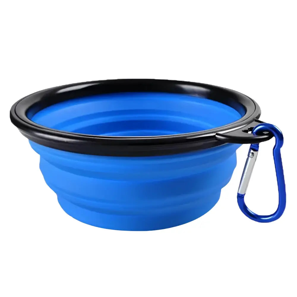 Bol silicone pliable chien avec mousqueton – Bleu - Bleu / 350ml (13x9x5.5cm) - Filles d’eau pliable pour animaux