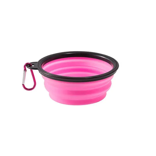 Bol silicone pliable chien avec mousqueton – Bleu - Rose / 350ml (13x9x5.5cm) - Filles d’eau pliable pour animaux