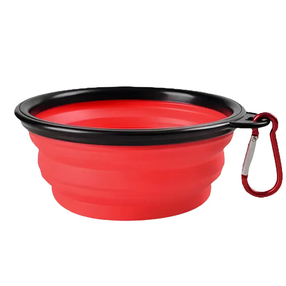 Bol silicone pliable chien avec mousqueton – Bleu - Rouge / 350ml (13x9x5.5cm) - Filles d’eau pliable pour animaux