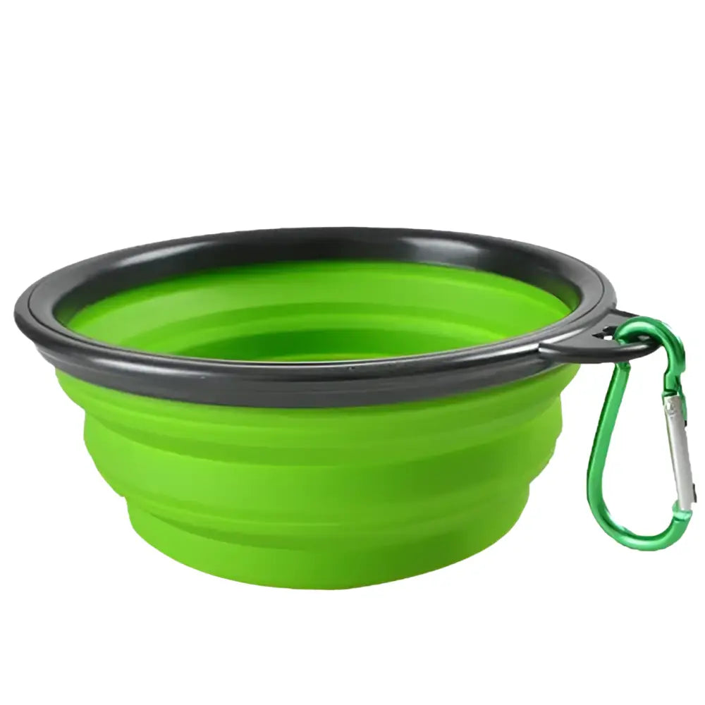 Bol silicone pliable chien avec mousqueton – Bleu - Vert / 350ml (13x9x5.5cm) - Filles d’eau pliable pour animaux