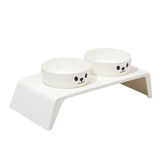 Bol surélevé pour mangeoire pour chien avec gamelles inox - Visage de chat-A - Bol surélevé pour mangeoire pour chien