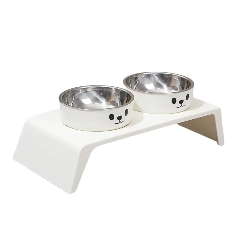 Bol surélevé pour mangeoire pour chien avec gamelles inox - Visage de chat-B - Bol surélevé pour mangeoire pour chien