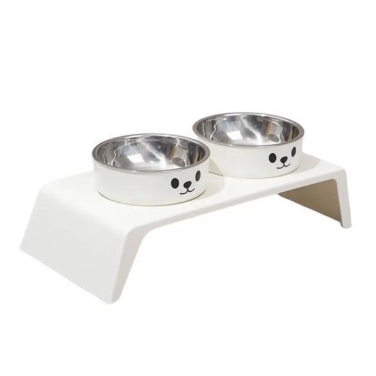 Bol surélevé pour mangeoire pour chien avec gamelles inox - Visage de chat-B - Bol surélevé pour mangeoire pour chien